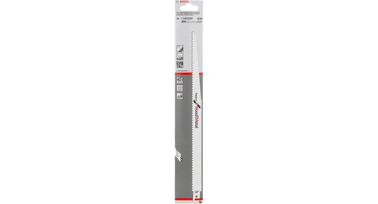Hoja De Sierra De Sable Bosch Professional S 1411 Df Heavy Para Madera Y Metal, 5 Piezas, Longitud 300 Mm 2608654763