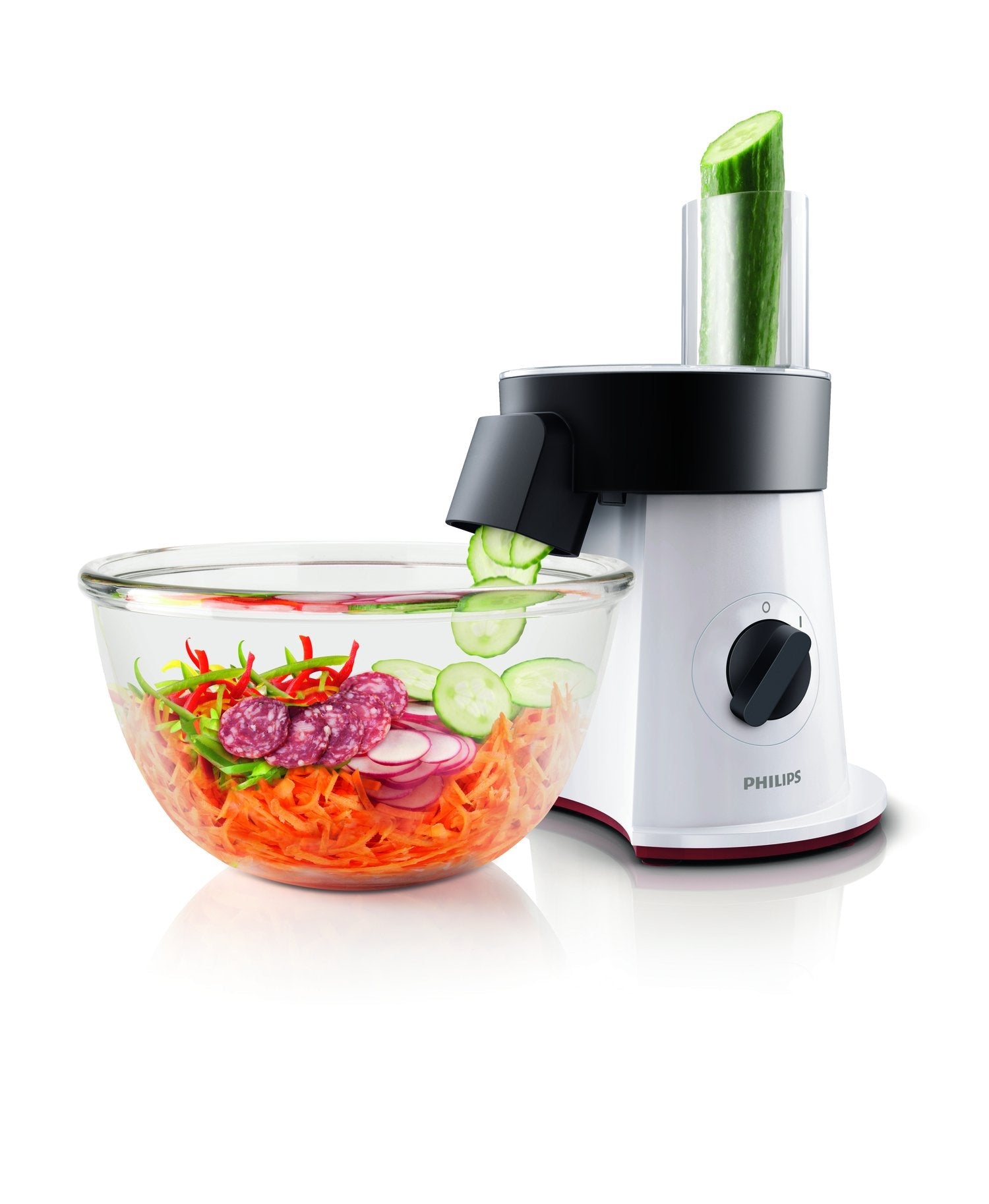 EAN 8710103590835 - Philips Viva Collection HR1388/80 máquina de ensaladas 220 W Negro, Rojo, Blanco imagen 7