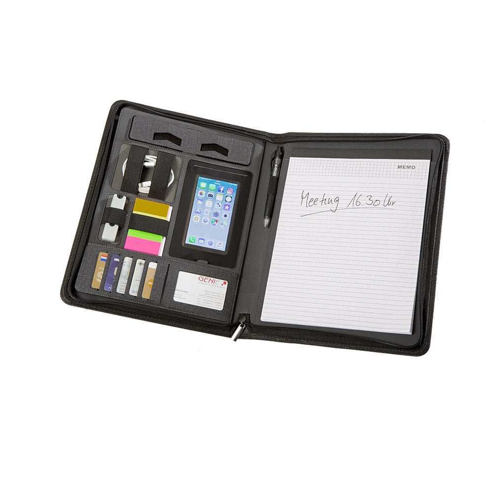 Genie 12668 Carpeta A4 Imitación Piel, Nylon Negro
