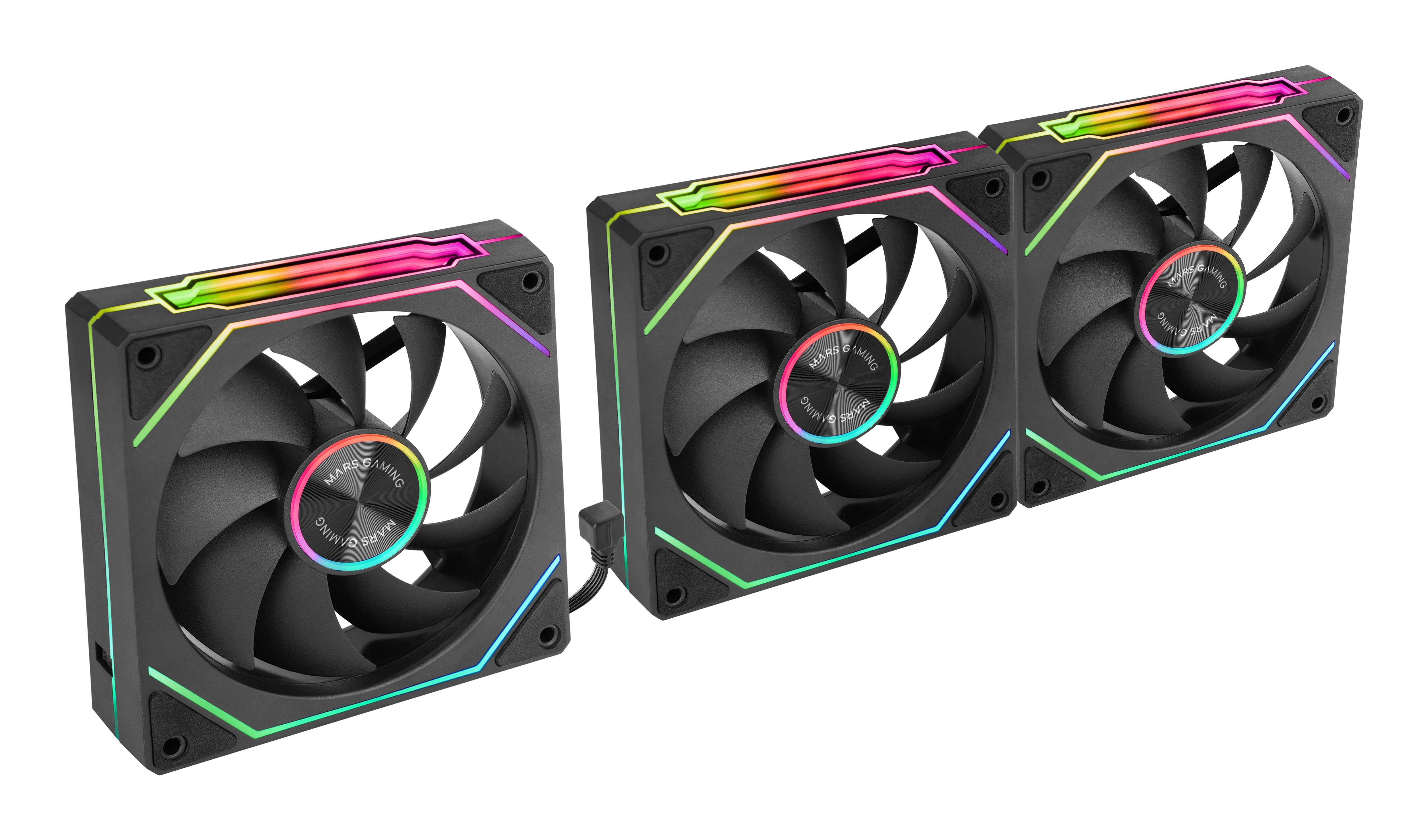 Pack 3 Ventiladores Mars Gaming Mf-Linkfinitykit2 12cm Argb