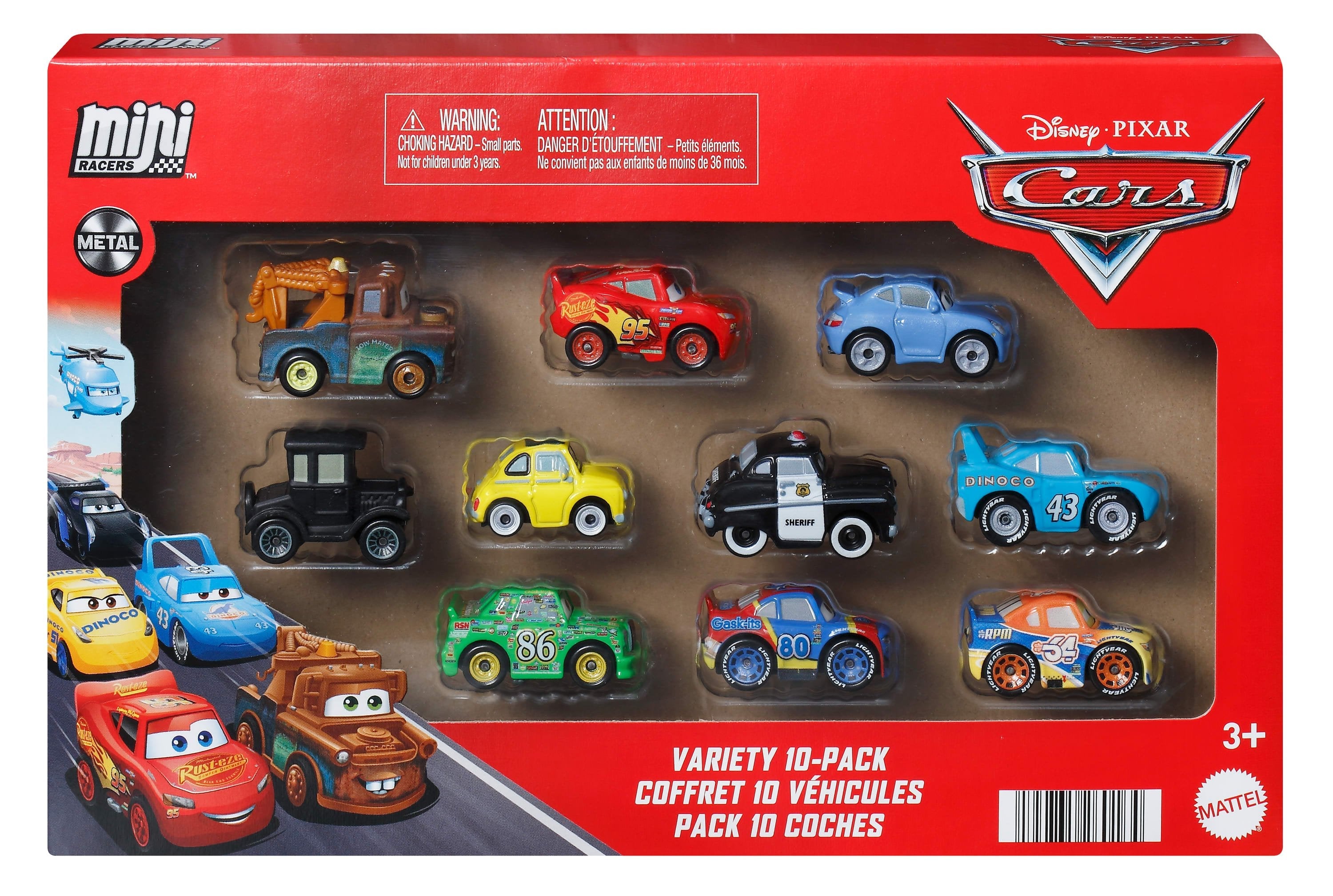 Blister 10 Mini Coches Cars Disney Pixar