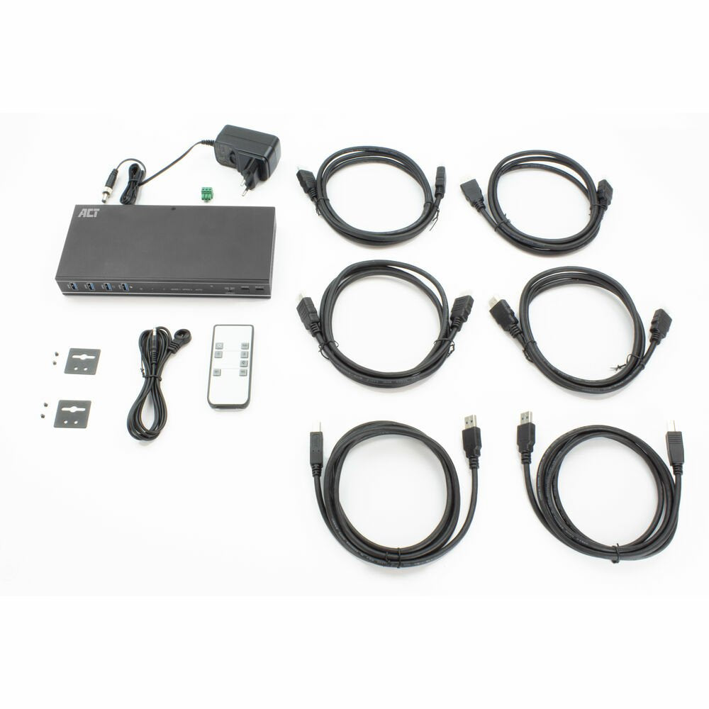 4k@60hz  2x Salidas Hdmi  4x Entradas Hdmi  2x Usb-B Hacia Pc  4x Usb-A  Salida De Audio De 3,5 Mm  Rs-232  Ir  Conexión De Alimentación Con Bloqueo Seguroconmutador Kvm Hdmi De 2 Puertos 4k@60hz: Permite Controlar Dos Ordenadores Con Confi