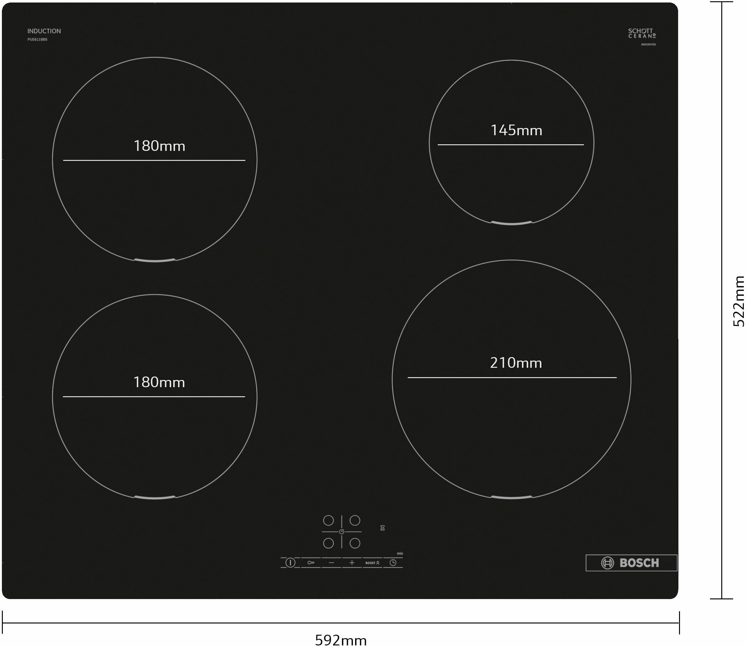 EAN 4242005285082 - Bosch Serie 4 PUE611BB5E hobs Negro Integrado 60 cm Con placa de inducción 4 zona(s) imagen 3