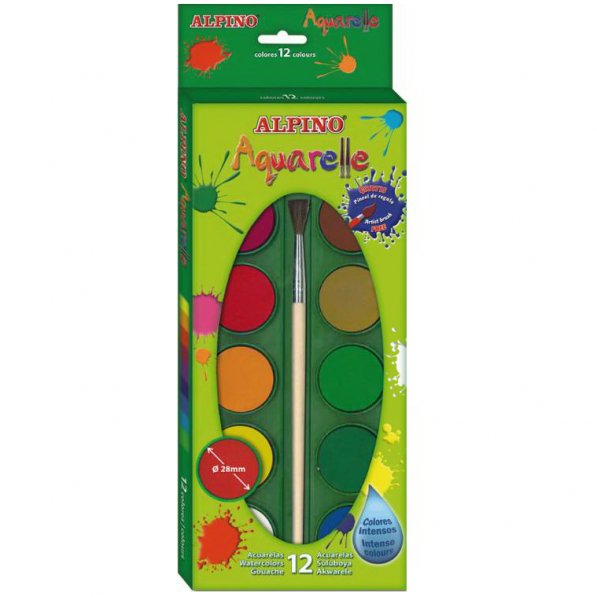Acuarelas Alpino Aquarelle12 Colores Intensos Y Brillantesø28mmpincel Incluido