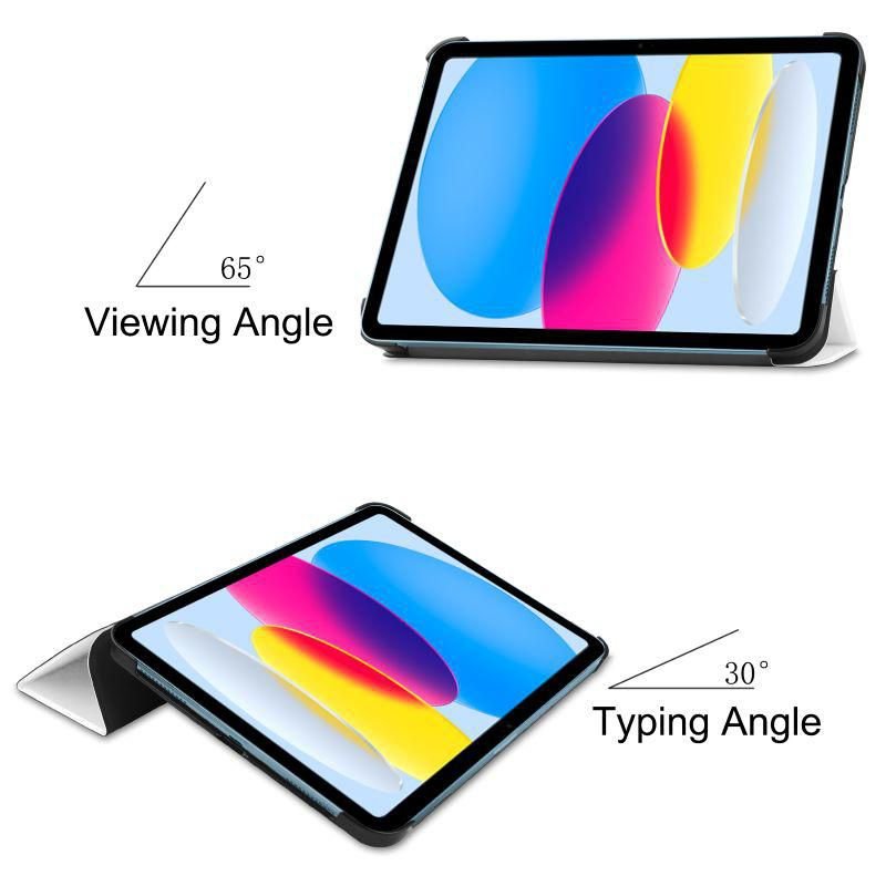 Tri-Fold Caster Hard Shell  Cover - White For Apple Ipad