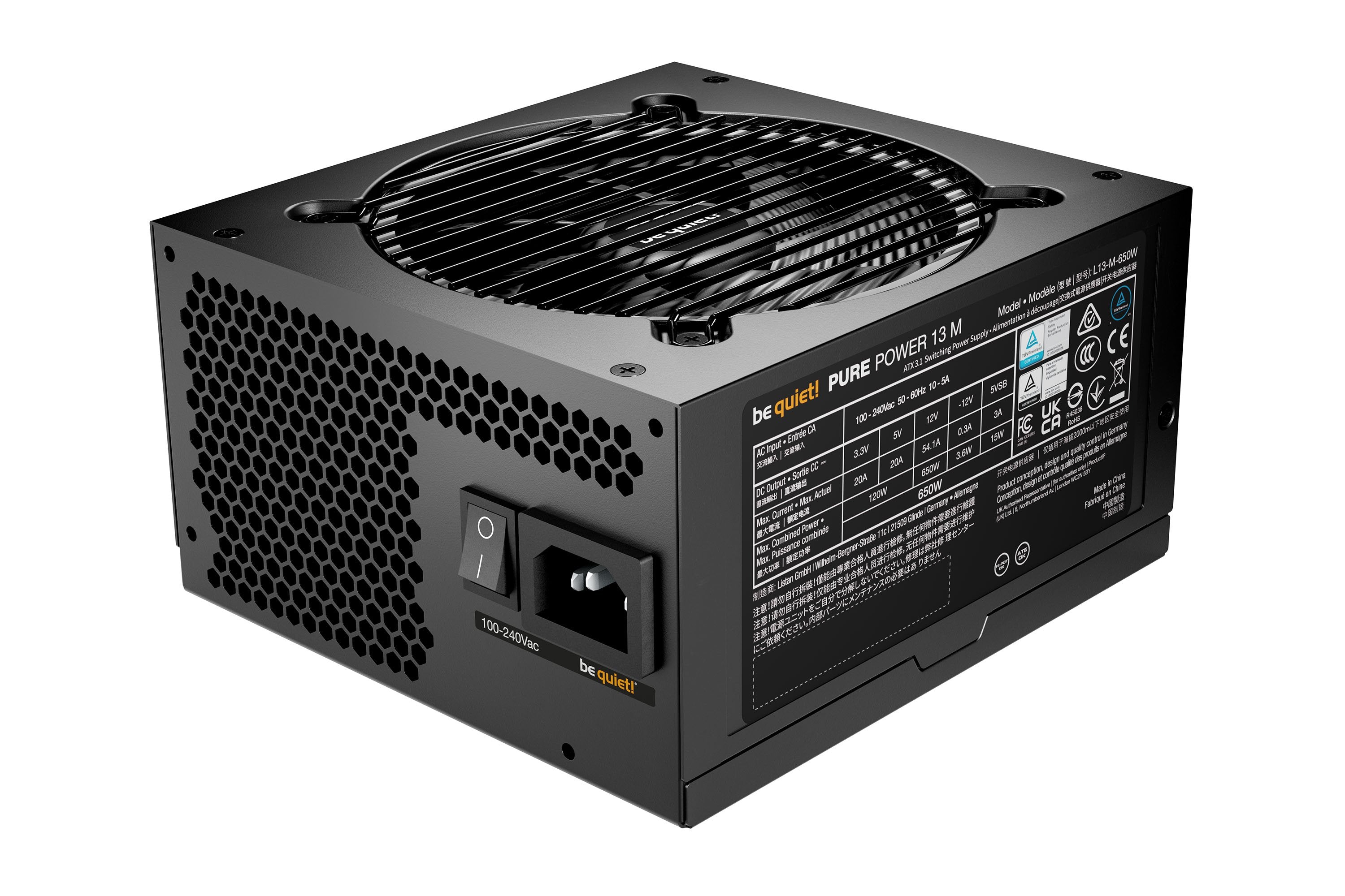 ¡Tranquilizarse! Pure Power 13 M 650w, Fuente De Alimentación De Pc Negro, 1x Gpu De Alta Potencia De 12 Pines, 2x Pcie, Gestión De Cables, 650 Vatios Bp025eu