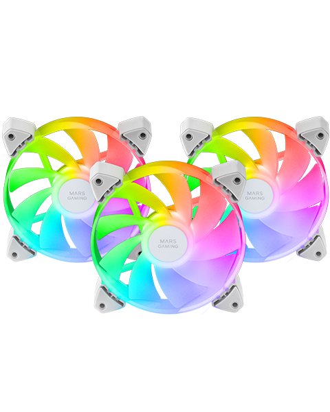 Kit 3 Ventiladores Auxiliar A-Rgb 120mm Mf-3r Blanco Mars Gaming 120mm/ Iluminación Argb/ Compatibilidad Argb