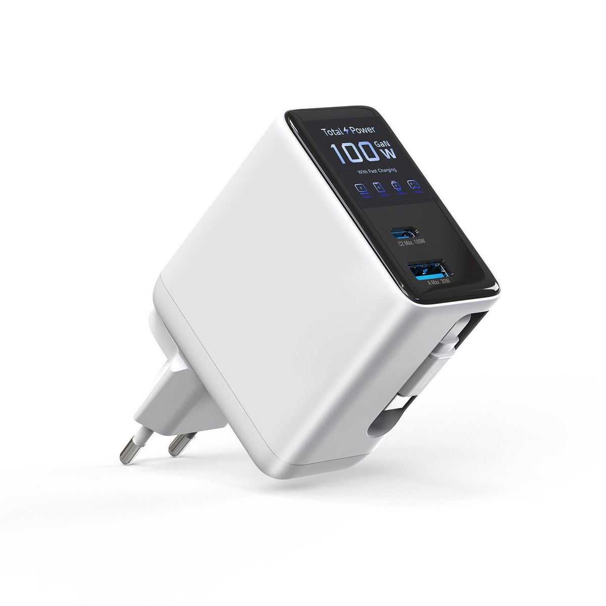4smarts Ladegerät Gan Flex Screen Ai 100w 2 Usb-C+1 Usb-A, Blanco