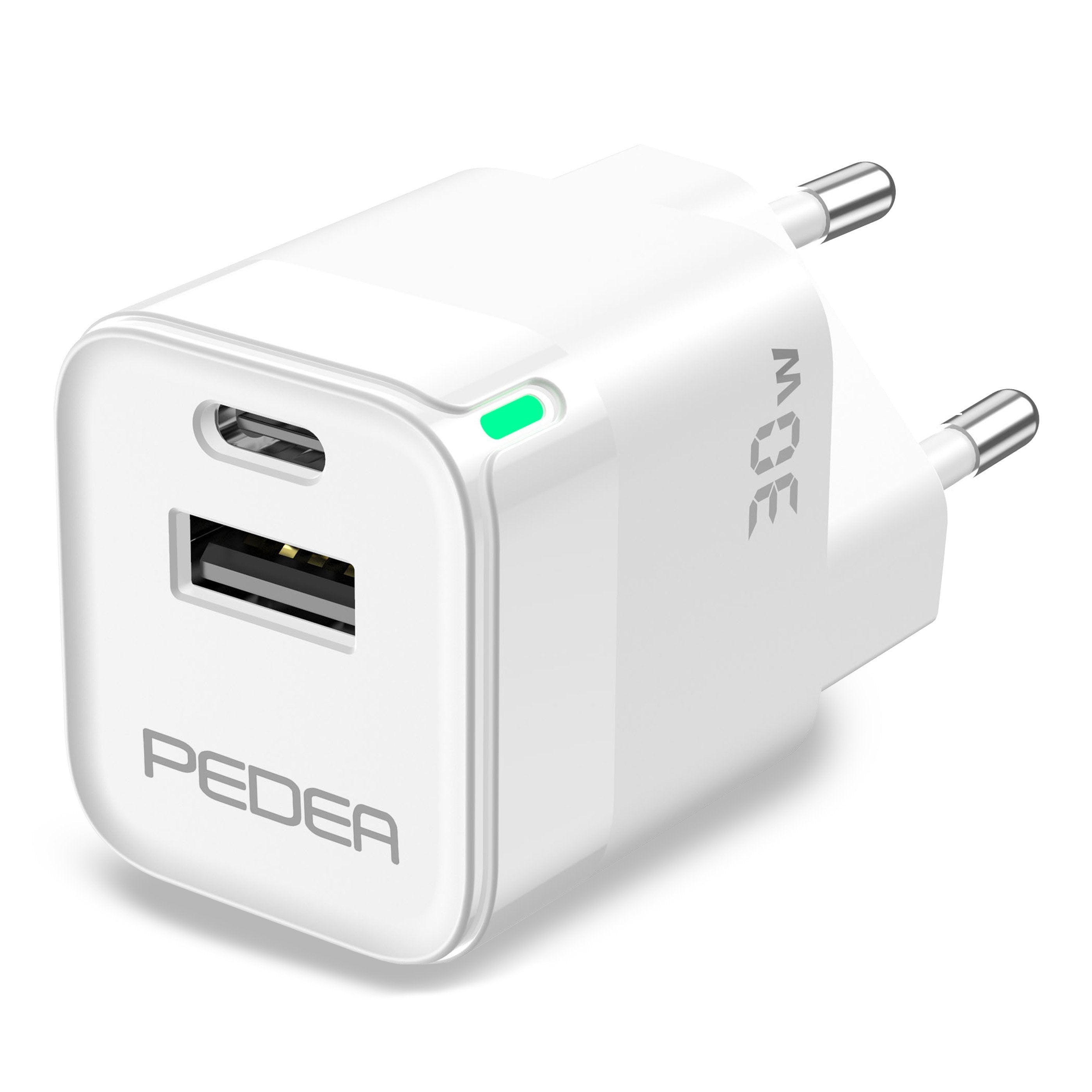 Pedea 30w Usb-C (Pd) Schnellcargador - 2-Ports Mehrfach Handy-Cargador Mit Usb-C Und Usb-A, Weiss