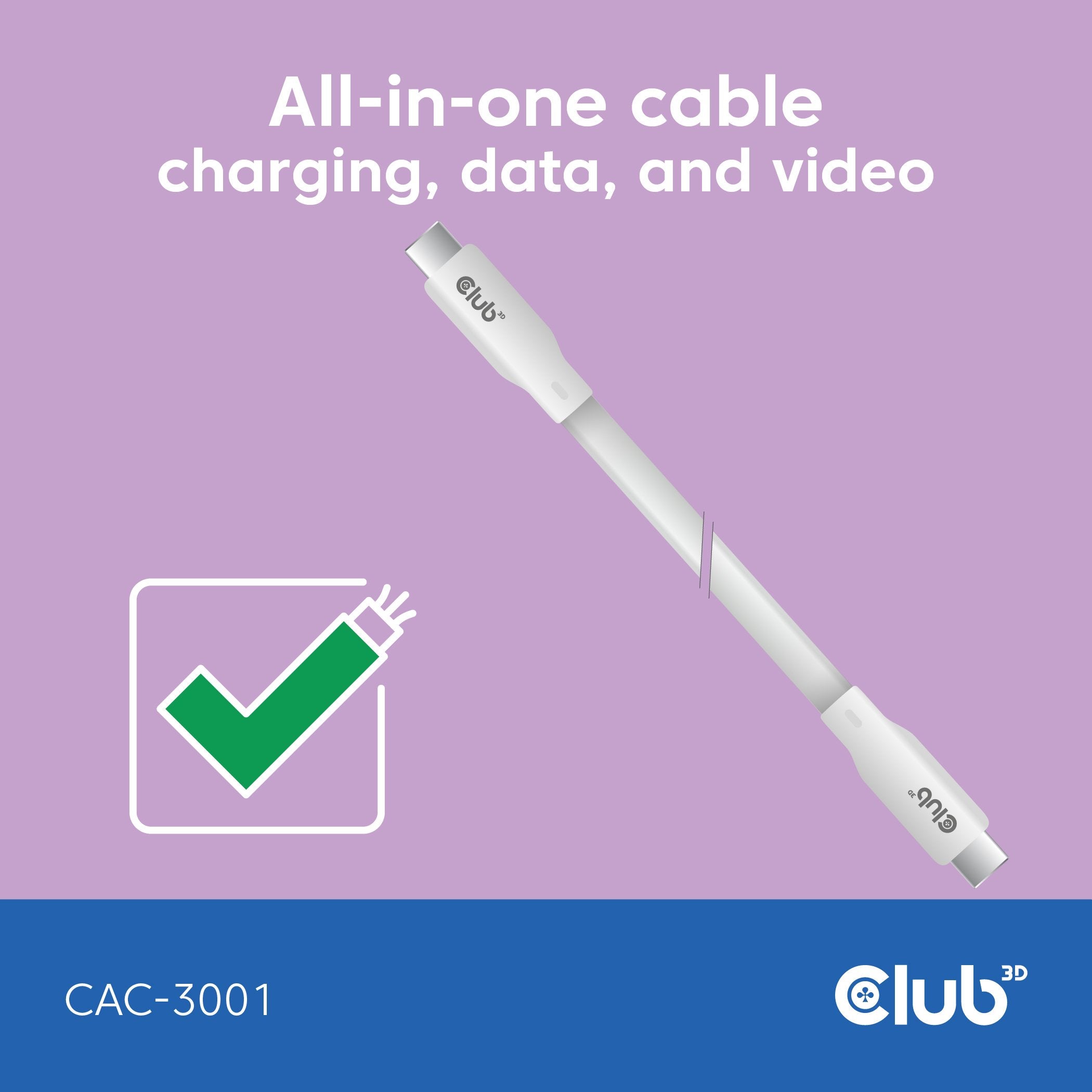 Cable  Club3d Usb C Blanco
