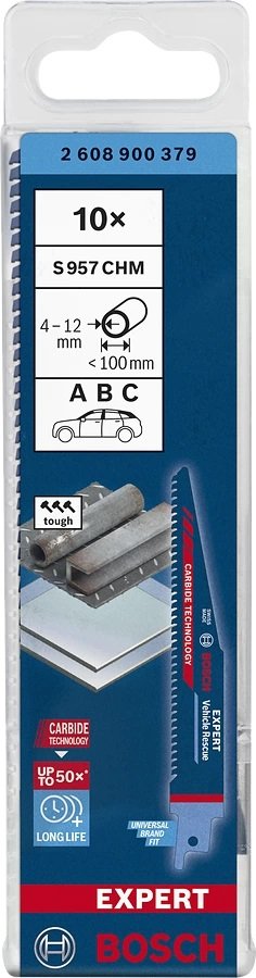 Hoja De Sierra De Sable Bosch Professional Expert 'Vehicle Rescue' S 957 Chm, 10 Piezas Longitud 150 Mm 2608900379