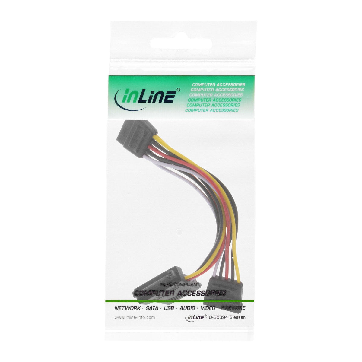 Cable De Alimentación Sata Interno Inline Sata Macho A Hembra A 2x Sata M 0,15 M