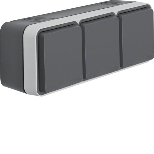 Berker 47733515 Fr-3fach-Schuko-Steckdose Mit Klappdeckel Ap W.1 Lichtgrau