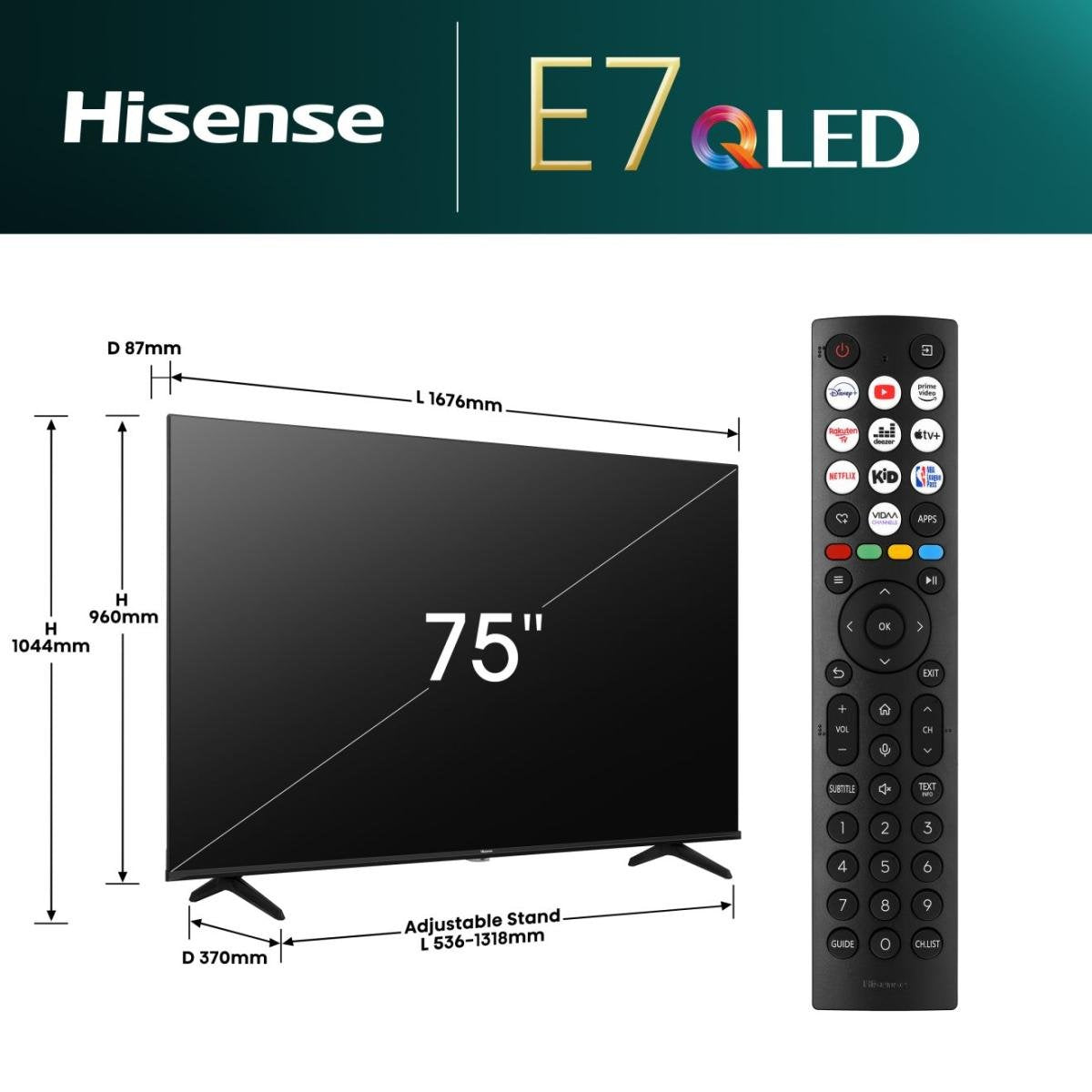 EAN 6942351402680 - Hisense 75E7NQ 190,5 cm (75") 4K Ultra HD Smart TV Wifi Negro 350 cd / m² imagen 2