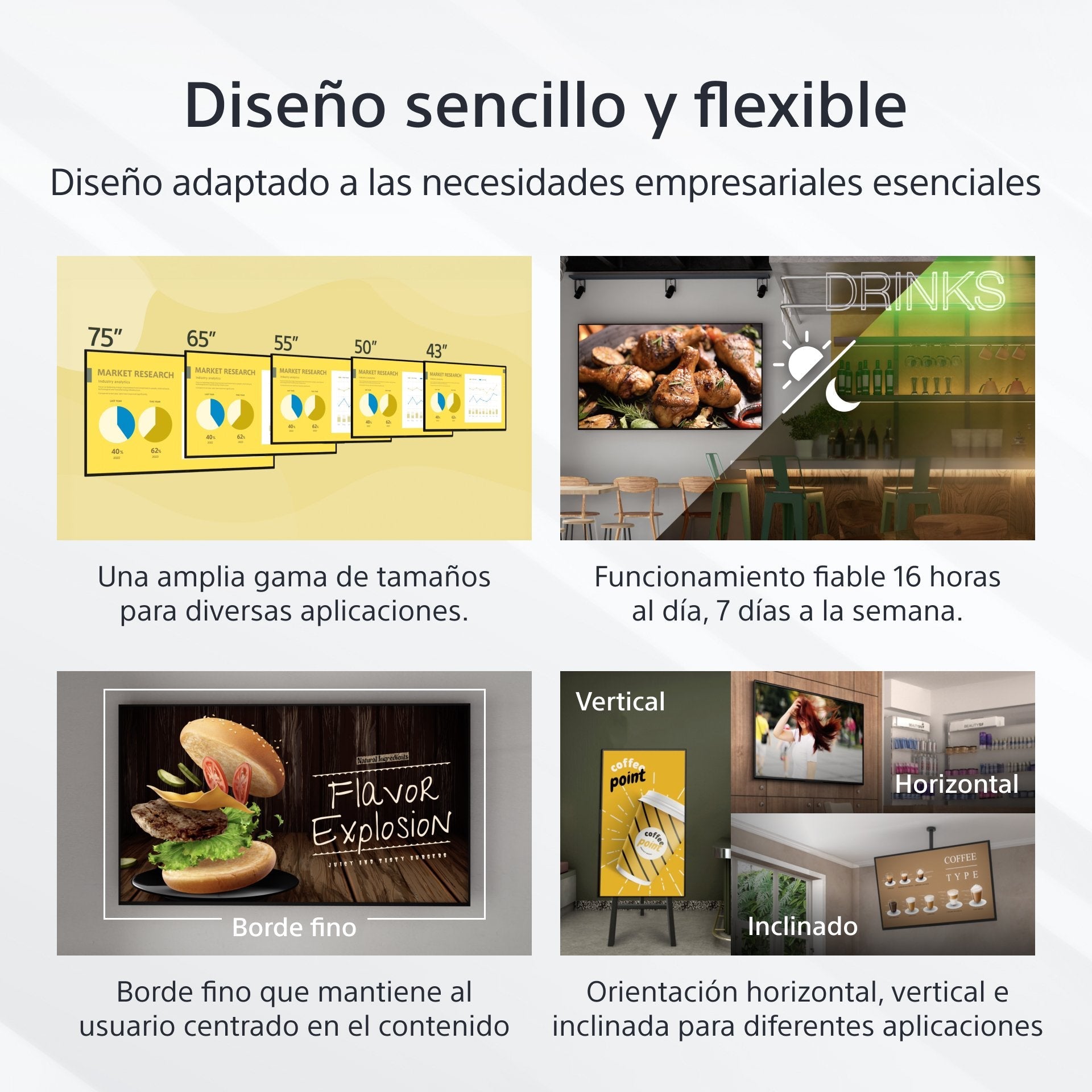 Sony Fw-75ez20l Pantalla Señalización 190,5 Cm (75") Led Wifi 350 Cd / M² 4k Ultra Hd Negro Android 16/7