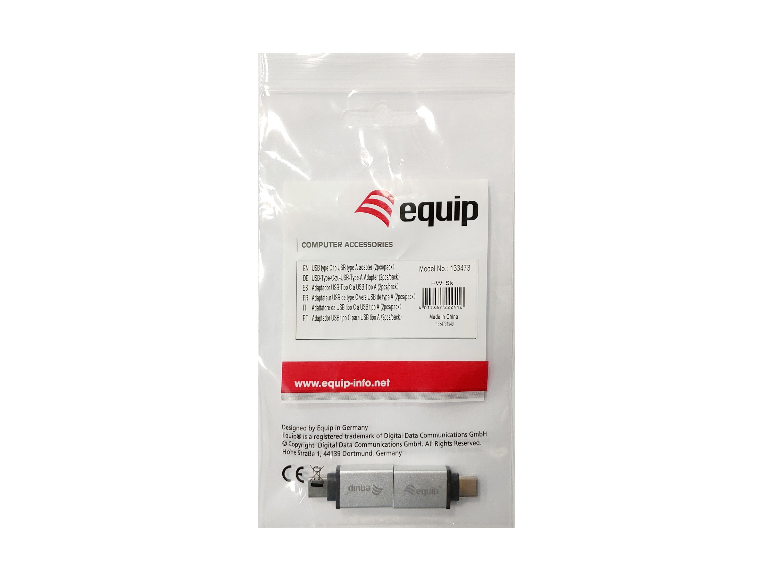 Equip Adaptador Usb-C Macho A  Usb 3.0  Tipo A Hembra ( Pack 2 Uds)  Ref. 133473