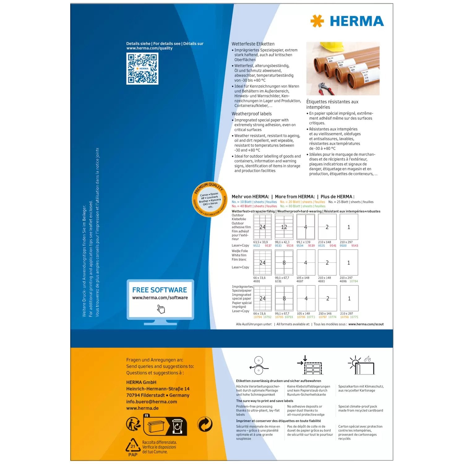 EAN 4008705107938 - HERMA 10793 etiqueta autoadhesiva Rectángulo Blanco 640 pieza(s) imagen 2