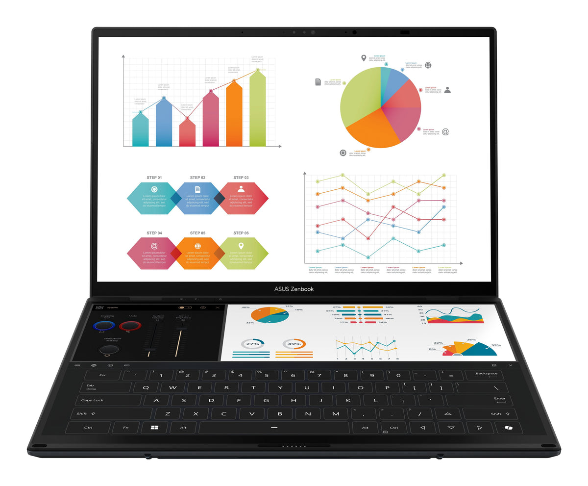 Portátil Asus Zenbook Duo Ux8406ca-Ql335w, Intel Core Ultra 7 255h, 32gb, 1tb Ssd, 14" Oled, W11 - Gris