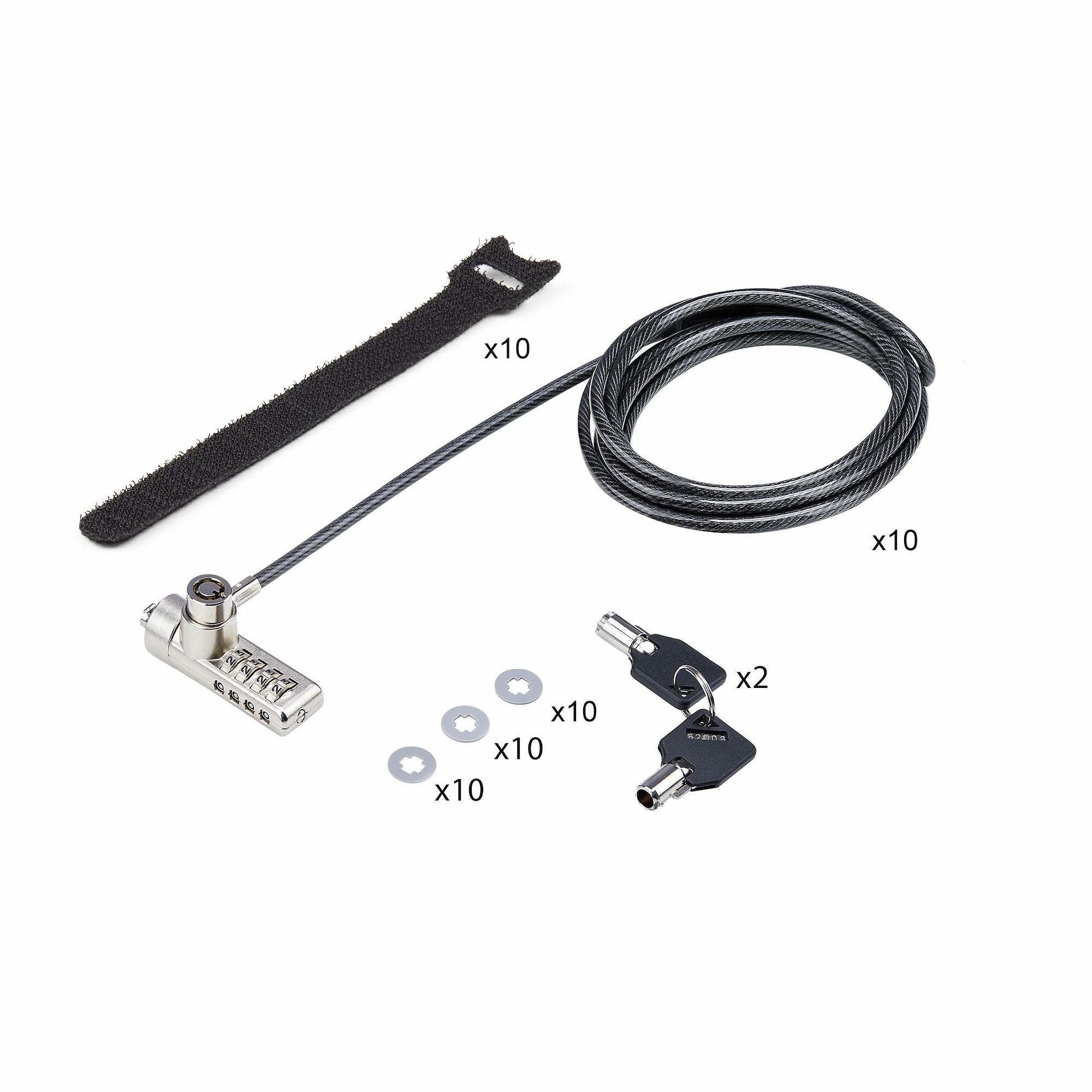 Startech 10-Pack Doppelzugriff Laptopschloss 2m Cableschloss Mit Schlussel Und Zahlenschloss