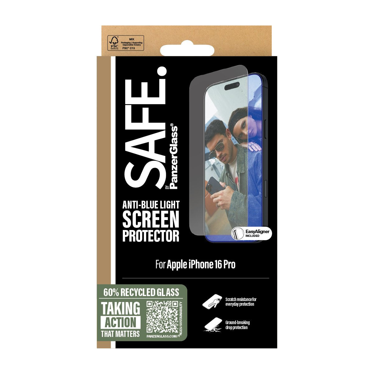 EAN 5715685002892 - PanzerGlass SAFE. by ® Anti-Blue Light Screen Protector iPhone 16 Pro | Ultra-Wide Fit Protector de panta imagen 3