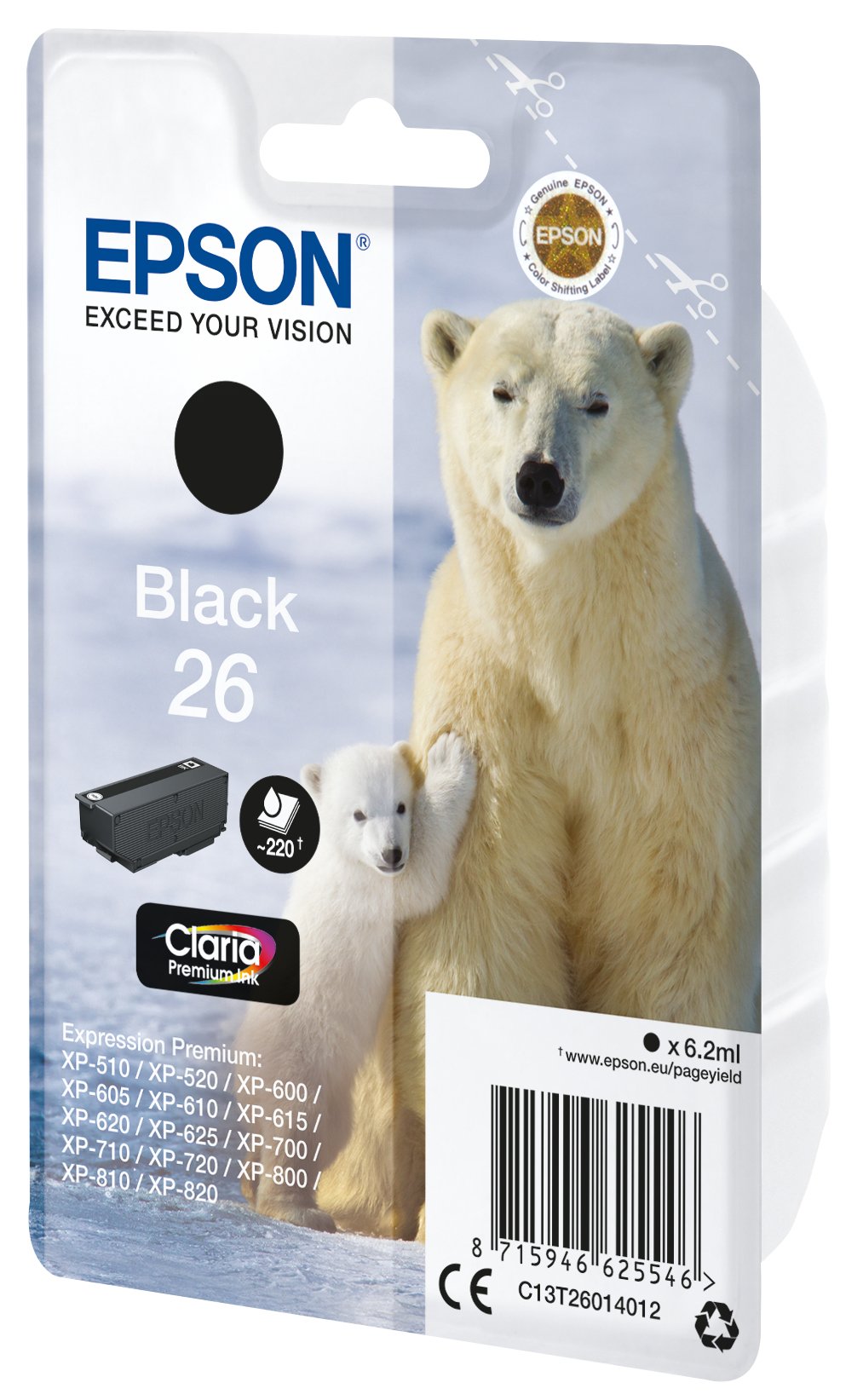 EAN 8715946625546 - Epson Polar bear C13T26014012 cartucho de tinta 1 pieza(s) Original Rendimiento estándar Negro imagen 1