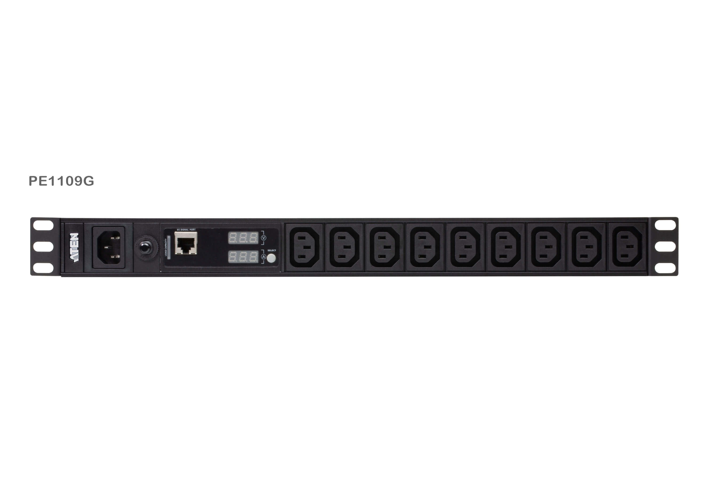 9-Outlet 1u Pdu With Current   Accs And Voltage Lcd Display And Over