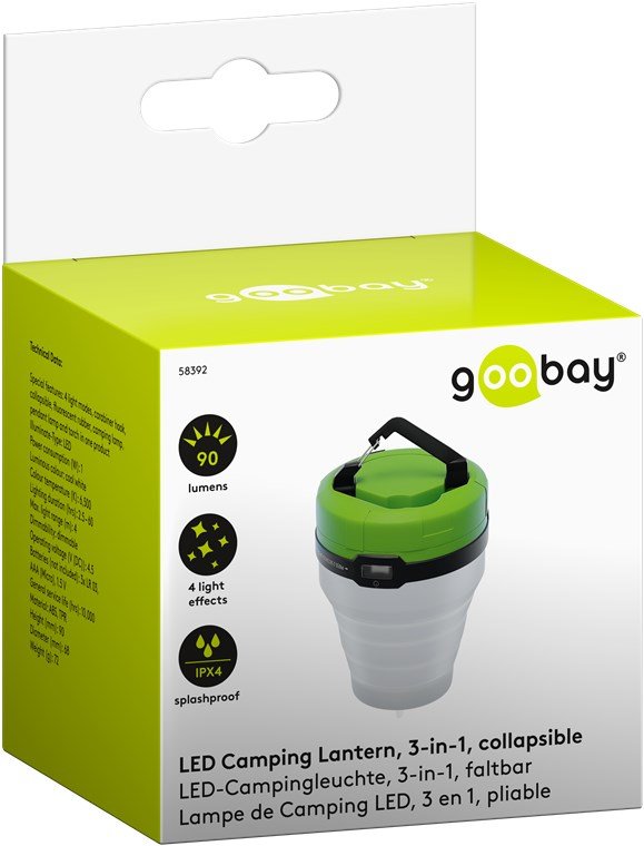 Linterna De Camping Led, 3 En 1, Plegable