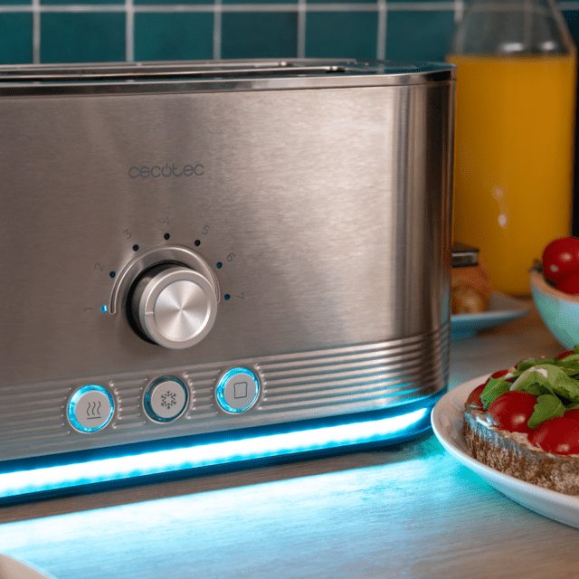 Cecotec Langschlitz-Toaster Shine&Toast Extra Double (Edelstahl, 1.400 Watt, Para 4 Scheiben Toast) 3287