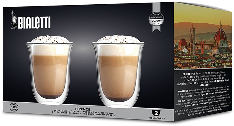 Bialetti 2-Tlg. Gläserset Firenze, Doppelwandig, 300 Ml
