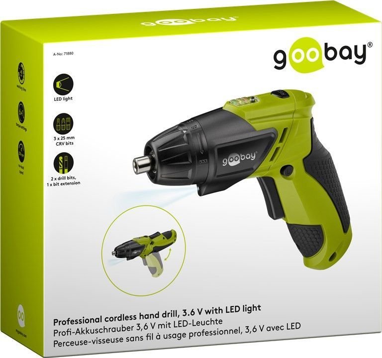 Mini Destornillador Inalámbrico 3,6 V Con Luz Led  Goobay