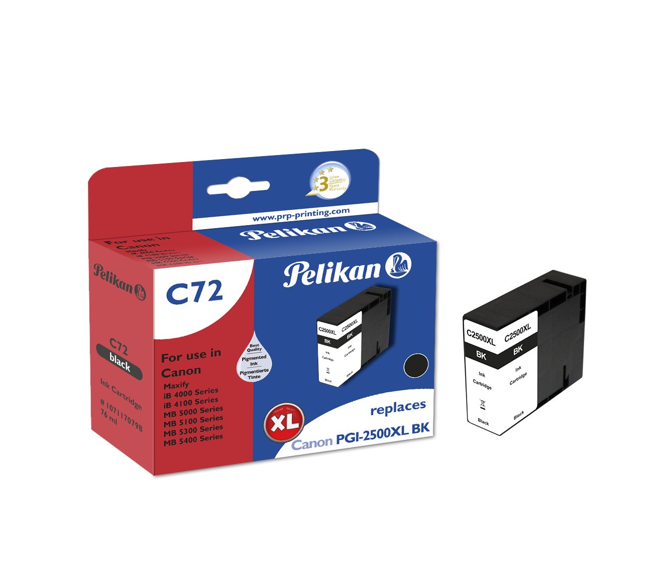 Tinta Pelikan Canon C72 Pgi2500xl Bk Negro Compatible