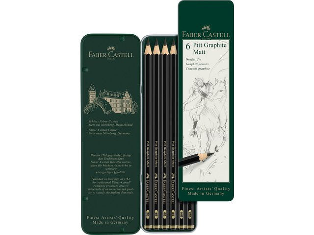 Caja 6u Lapices Pitt Grafito Mate Faber Castel