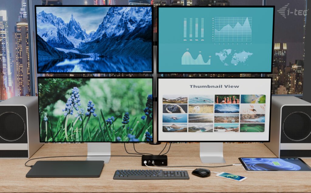 I-Tec Thunderbolt5 Quattro Display Dock 2x Hdmi 2x Tb5 (Do 120gbps, 30w) 5x Usb (10gbps, Bc 1.2) 2.5 Glan Audio Czytnik Kart Power Delivery 140w (Kabel Tb5 1m) - Stacja Dokujaca