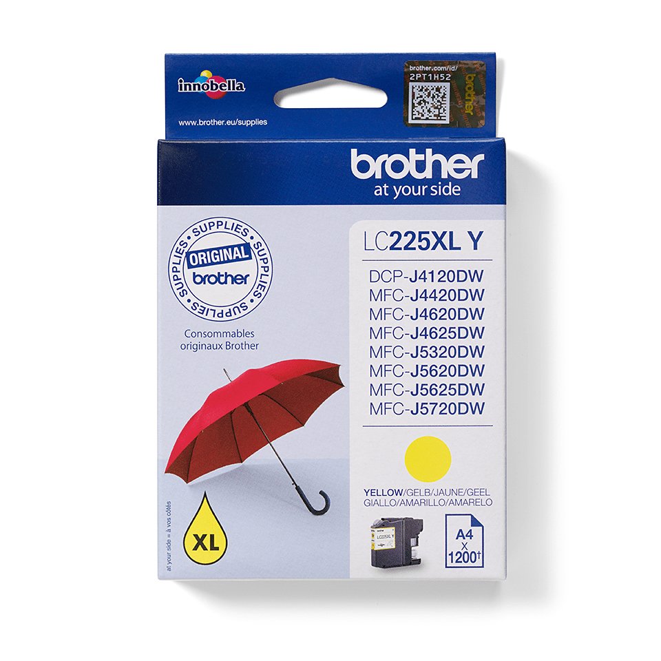 Brother Lc-225xl Ink Cartridge Amarillo High Capacity 1200 Pages 1-Pack