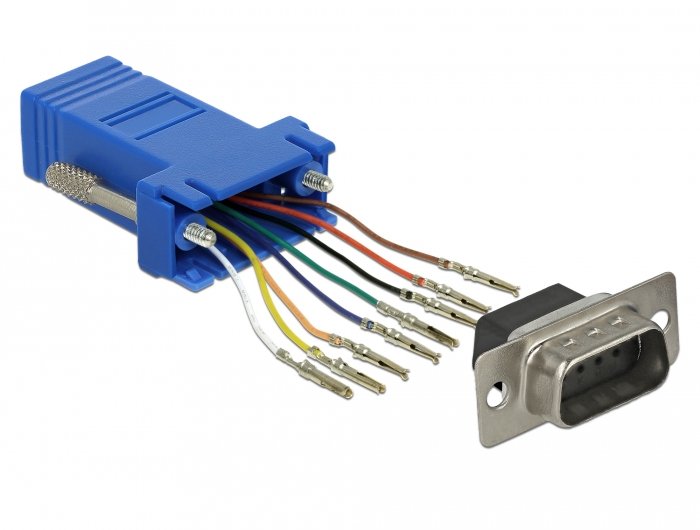 Delock D-Sub 9 Pin Stecker Zu Rj45 Buchse Montagesatz Blau