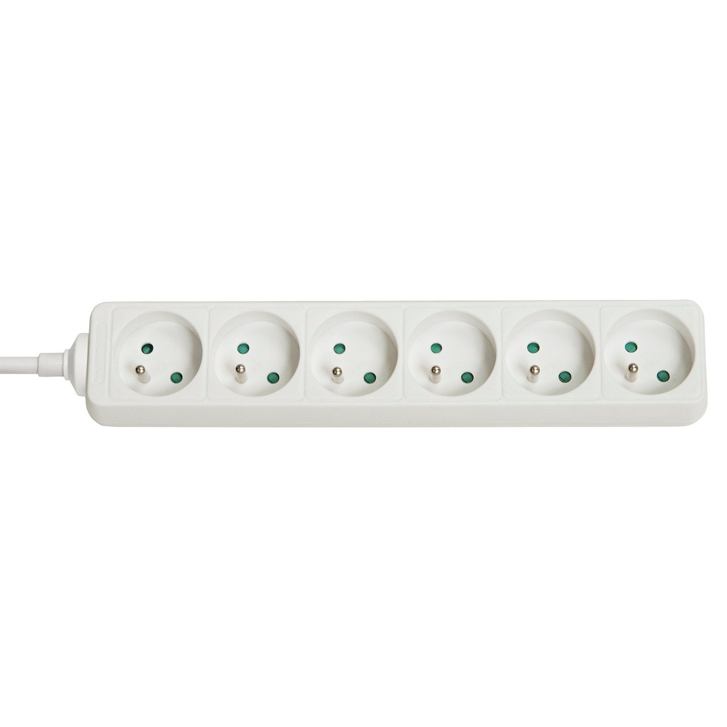 Regleta 6-Way French Schuko Mains  Power Extension, White