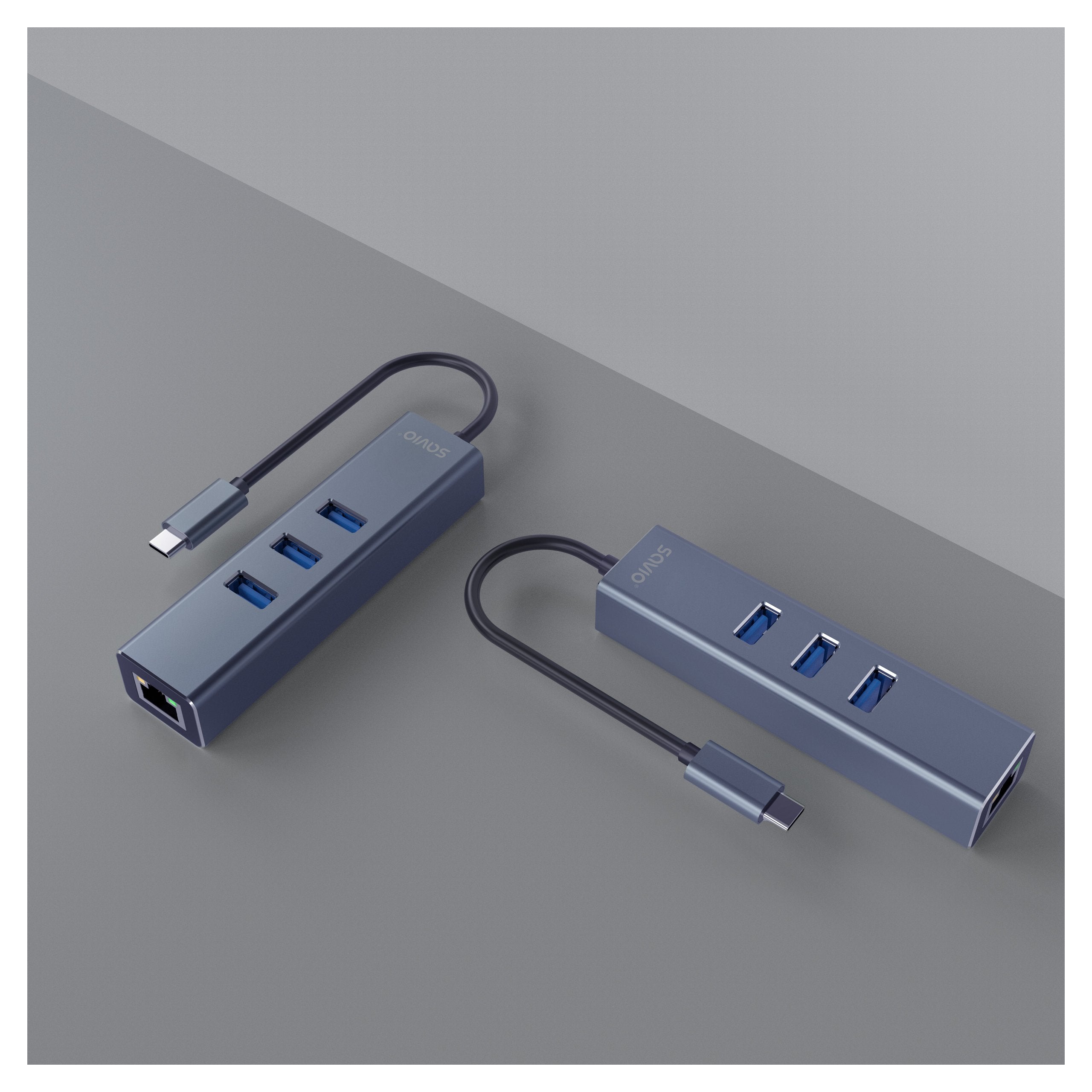 EAN 5901986047766 - Savio AK-57 USB-C - 3 x USB-A HUB with RJ-45 Gigabit Ethernet adapter 5000 Mbit/s grey 2 x USB 3.2 Gen 2  imagen 5