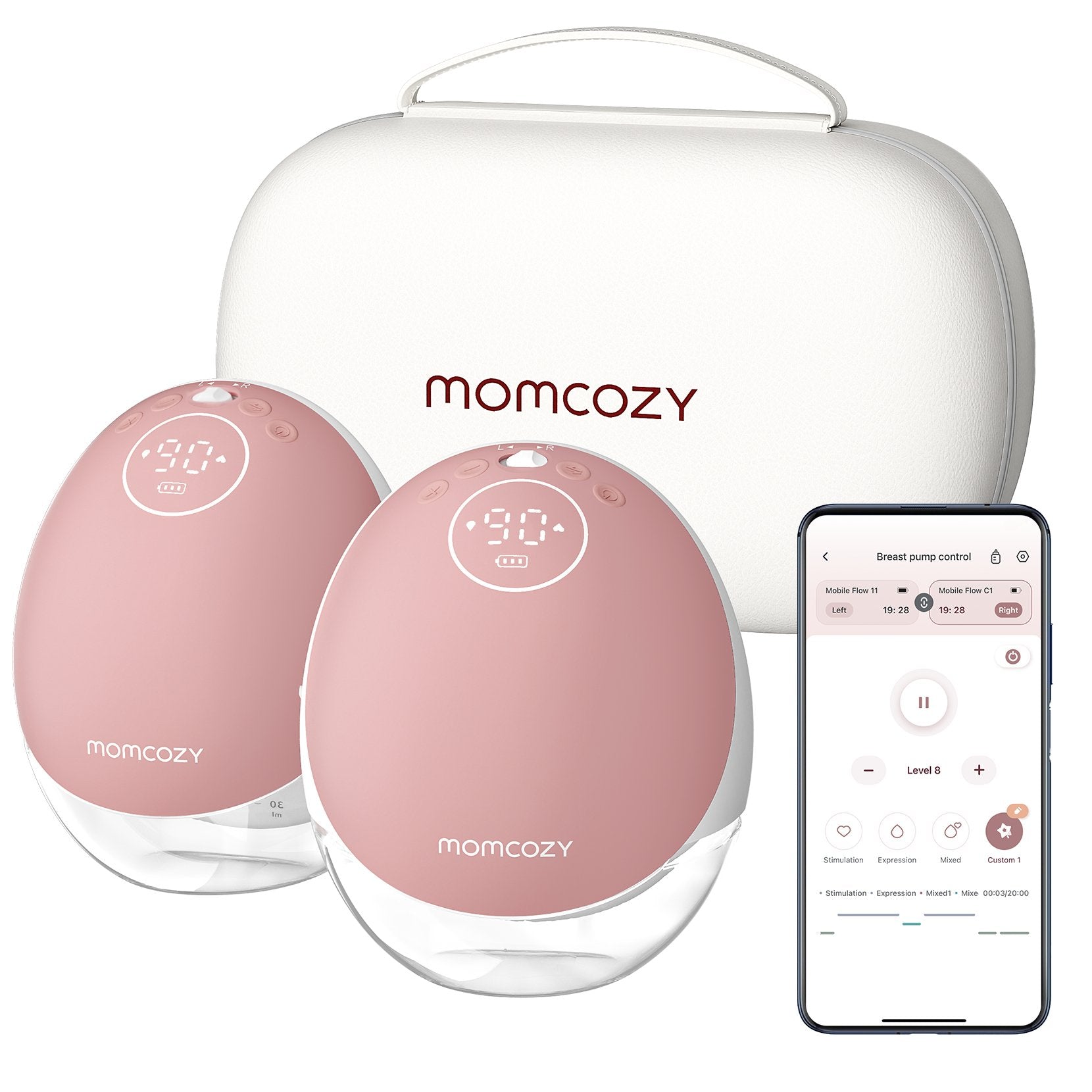 Momcozy M9 Mobile Milchpumpe, Doble, Con Batería, Caja De Almacenamiento