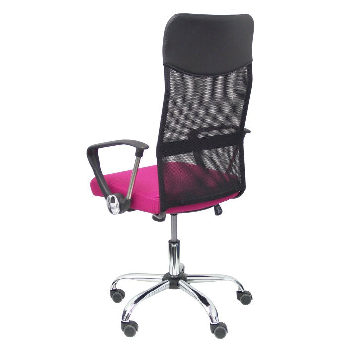 Silla Gontar Respaldo Malla Negro Asiento Rosa
