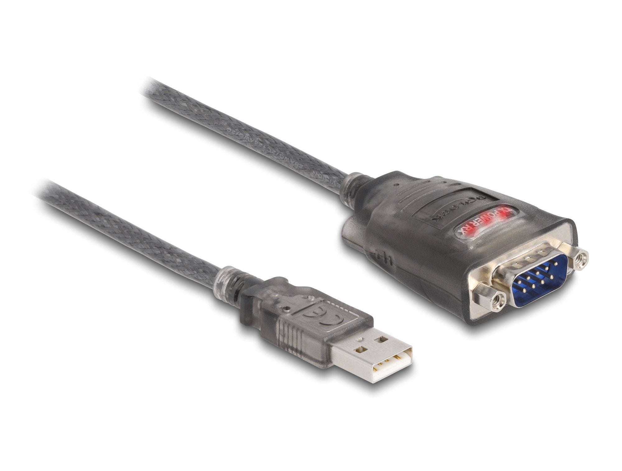 Delock 61412 Adaptador Usb 2.0 Tipo-A A 1 X Serial Rs-232 D-Sub 9 Pin Macho Con Tuercas Con 3 X Led 0,2 M