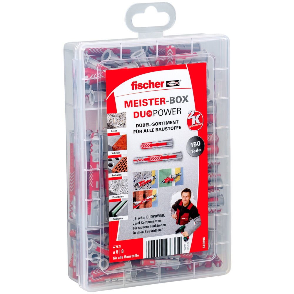 EAN 4048962276732 - Fischer 540096 tornillo de anclaje y taco 150 pieza(s) Juego de enchufes de pared y tornillos imagen 1