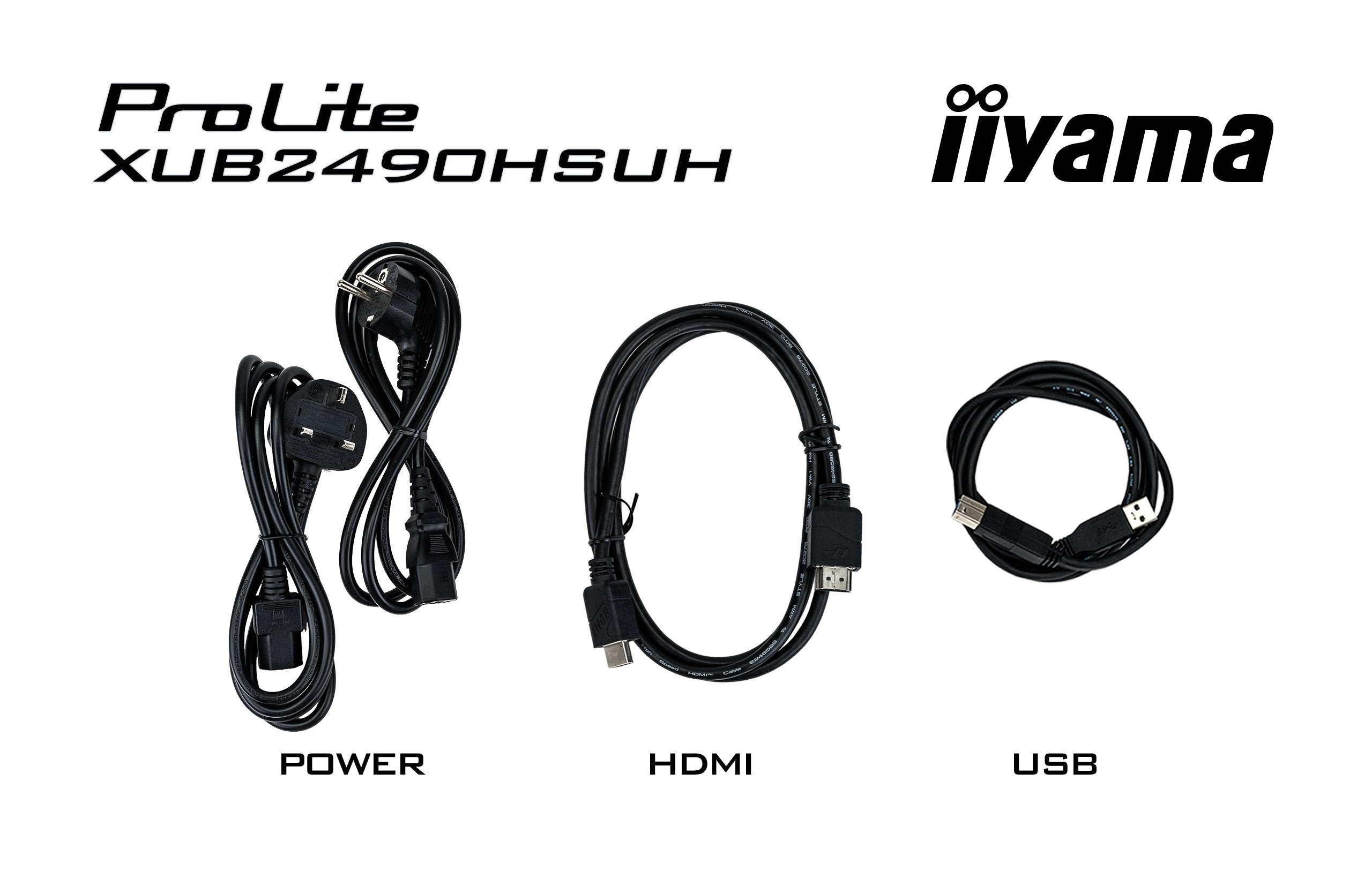 Monitor Iiyama 24" Prolite Xub2490hsuh-B2 Led  (Matt), Fullhd, Ips, Webcam, Micrófono, Cubo Usb, Panel De 100hz Xub2490hsuh-B2 Negro