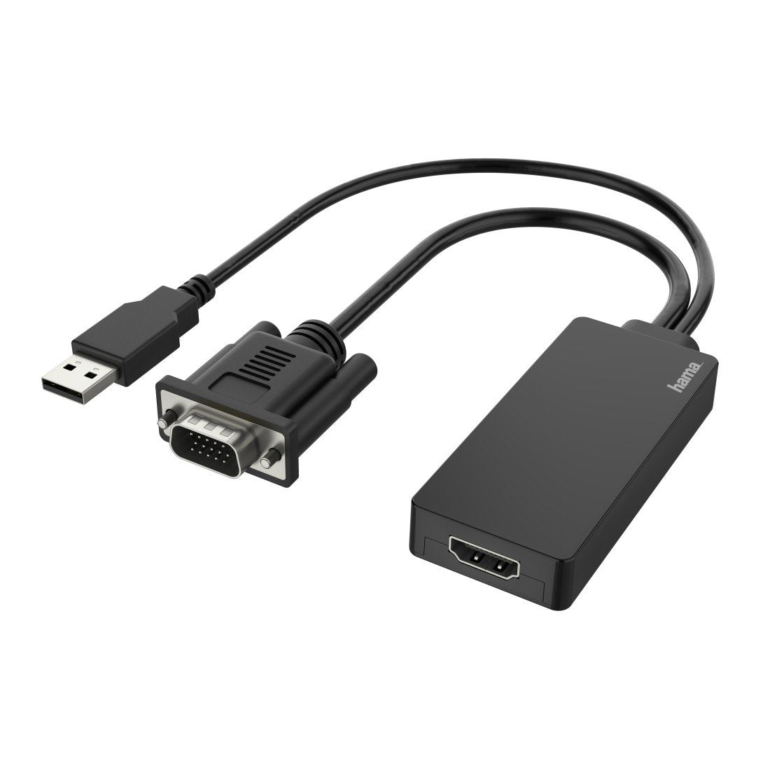 Hama Essential Adaptador De Video - Entrada Vga Y Usb-A Macho - Salida Hdmi Hembra - Negro