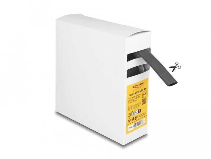 Delock Manguera Termoretráctil Box, Schrumpfungsrate 4:1, 5 M X 12 Mm Negro