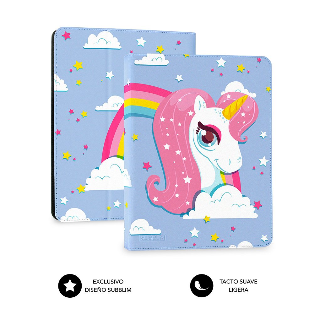 Funda Universal Subblim Trendy Case Unicorn Para Tablet Hasta 10.1'/25.6cm Stand 3 Ángulos Visión Fijaciones Silicona Cierre Banda