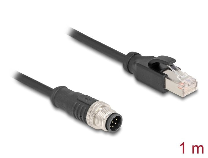 Delock 80809 Cable M12 Codificado A 8 Pin Macho A Rj45 Macho Pvc 1 M