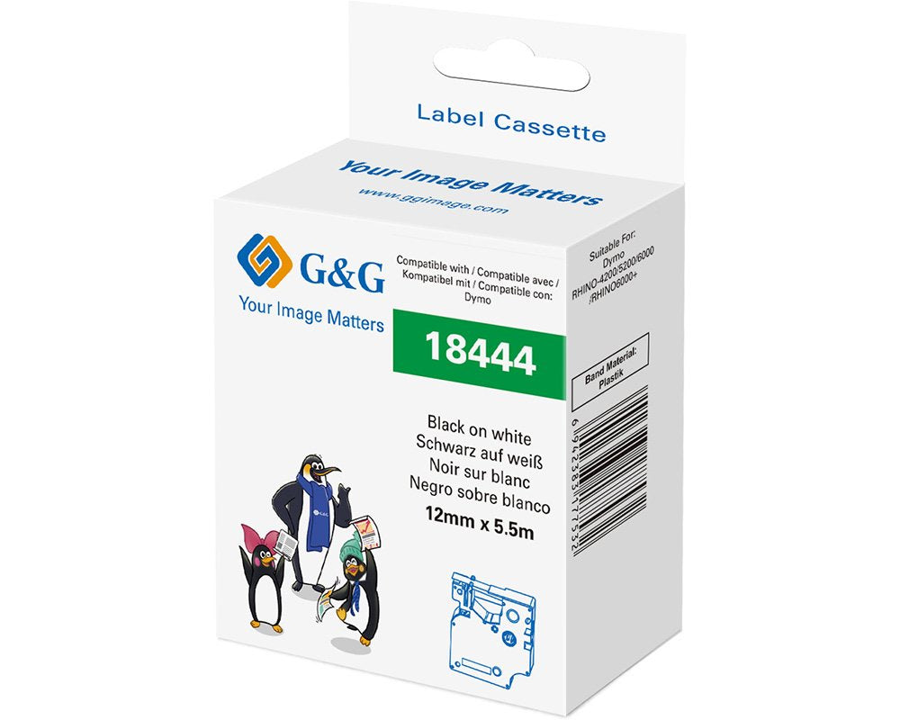 G&G Vinyl Cinta Para Etiquetadora Compatible Con Dymo Rhino 18444