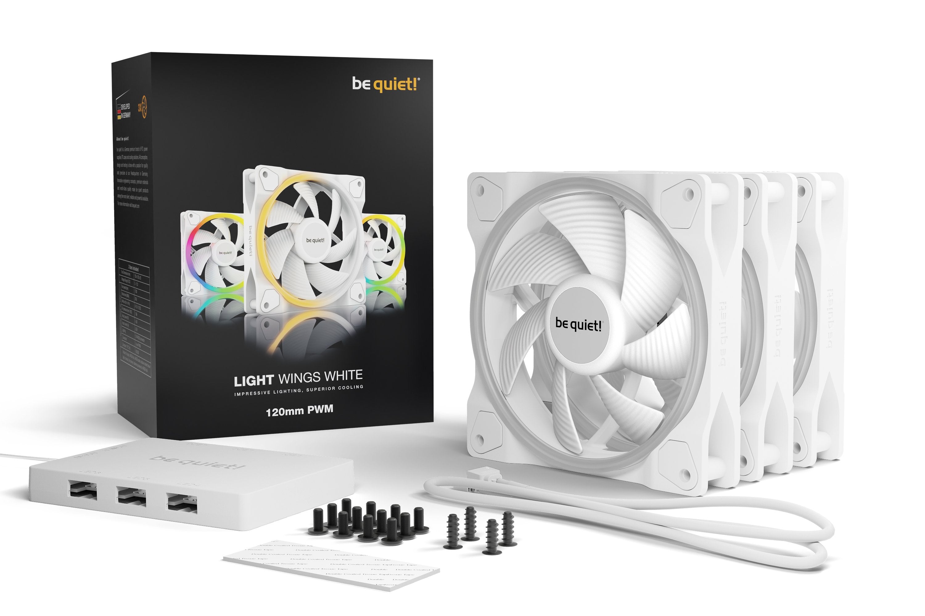 EAN 4260052190241 - be quiet! Light Wings White | 120mm PWM Triple Pack Carcasa del ordenador Ventilador 12 cm Blanco 3 pieza imagen 5