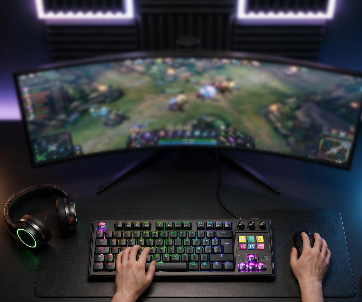 Teclado Gaming Mecánico Mars Gaming Mk-Master Switch Rojo Negro Incluye Smartdeck