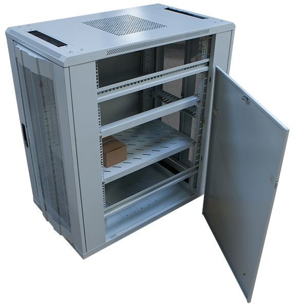 Allnet 19\"Schrank, 22he, B600/T1000mm, Perforierte Blechtüren, Lichtgris, Snb-Serie,